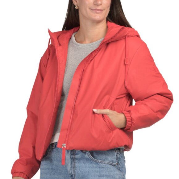 NEW HUNTER Coated Cropped Rain Jacket  in Hunter Red for women 825 6m3 - Picture 3 of 4